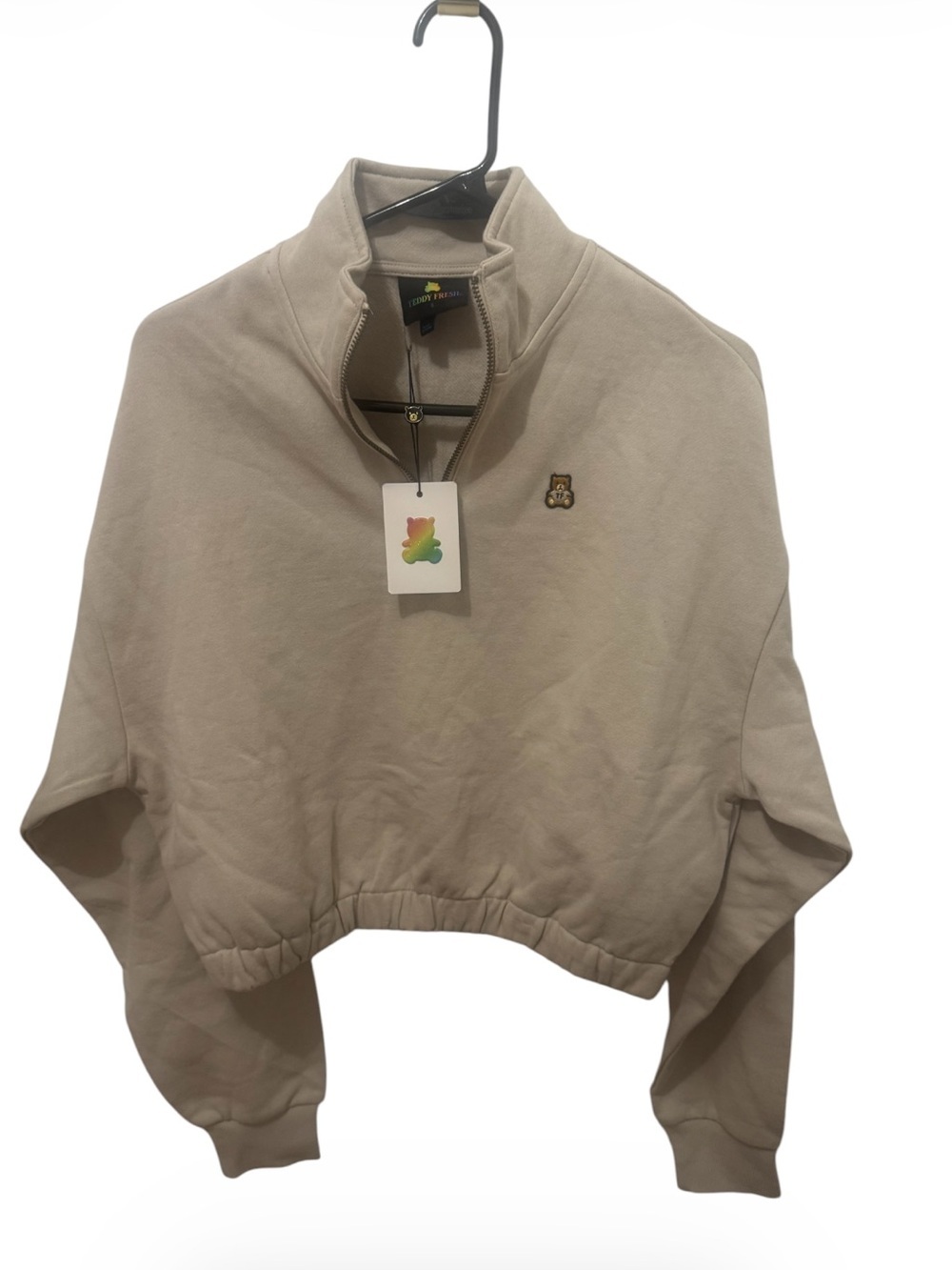 Teddy Fresh 1/4 Zip Cropped Mock Neck Sweatshirt New Size Small
